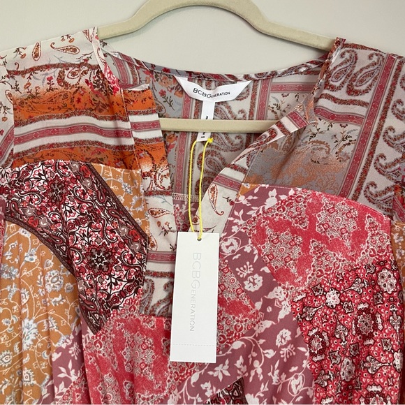 NWT BCBGeneration Pink Bandanna Paisley Printed Maxi Dress - Picture 7 of 9